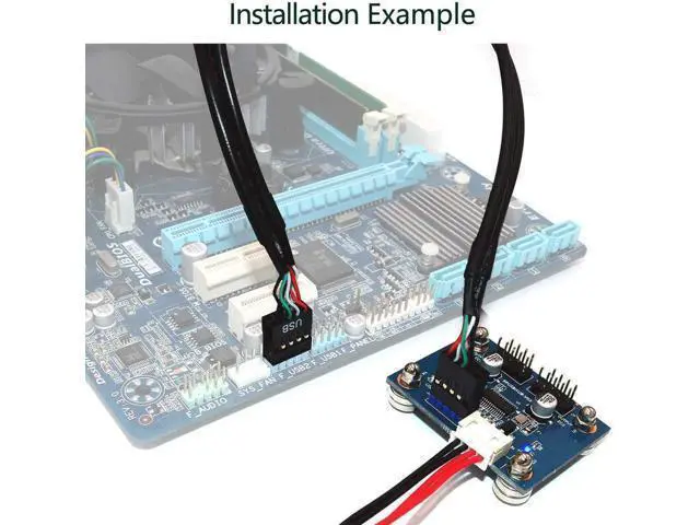 Alt view image 5 of 7 - USB 2.0 9pin Header 1 to 2 Extension Hub Splitter Adapter-Converter MB USB 2.0 Male to 2 Male-30CM 9-pin Cable (180 Degree+SATA Cabl)