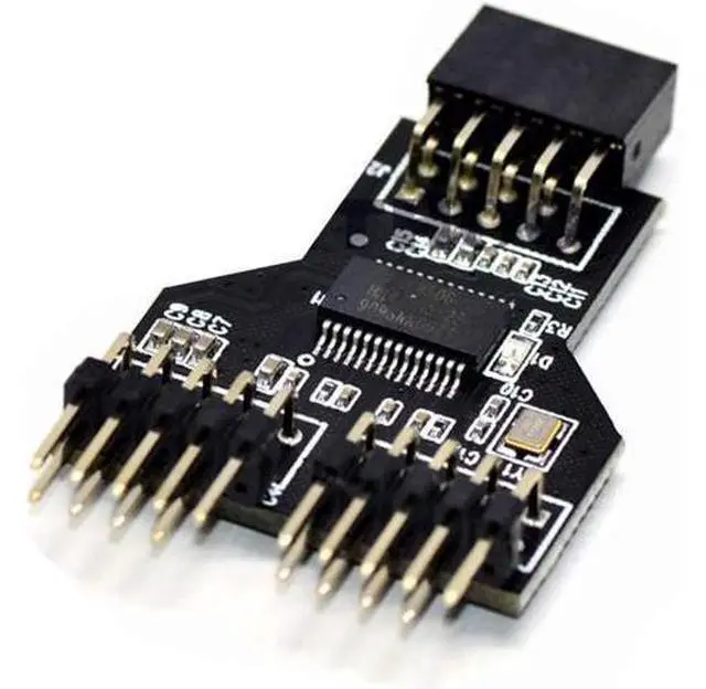 Main image of 9 Pin USB Header Female 1 to 2 Male Board 9-Pin USB HUB USB 2.0 9 Pin Connector Adapter for RGB Splitter with 30cm 60cm Cable (No Cable,1 PCS)