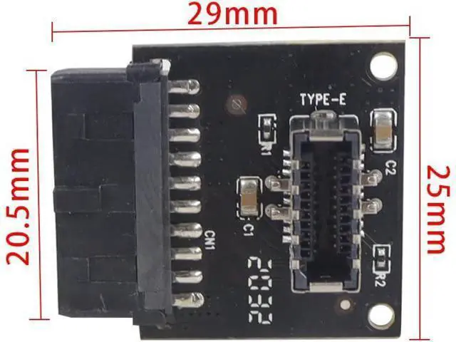 Alt view image 5 of 5 - USB 3.1 Front Panel Socket to USB 3.0 20Pin Header Male Extension Cable Adapter for Motherboard Card 20P USB to Type-E Connector (Black 1piece)