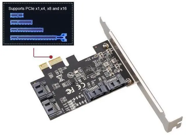 Alt view image 4 of 6 - SATA Card 4 Port, PCIE 3.0 SATA 6G Controller Expansion Card with Low Profile Bracket, Non-Raid, Boot as System Disk, Support 4 SATA 3.0 Devices