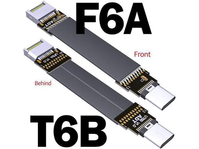 Alt view image 2 of 7 - ADT-LINK USB 3.1 Extension Adapter Cable Male and Female Type-c to Type-e Data Cable 10G/BPS for ITX Motherboard Built-in USB Device (10cm,T6B-F6A)