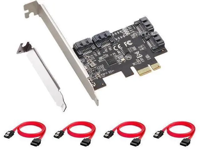 Main image of PCIe SATA Card 4 Port with 4 SATA 6G Cables and Low Profile Bracket, 6Gbps SATA3.0 Controller PCI-e Express Expansion Card, PCIe x1 or above, Support 4 SATA 3.0 Devices
