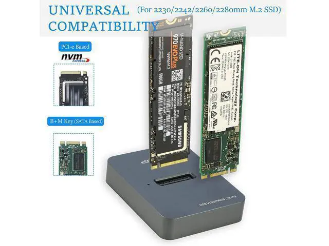 Alt view image 2 of 7 - M.2 SATA and NVMe SSD to USB C Docking Station, RIITOP M.2 SSD to USB-C Reader Adapter for Both M.2 (M Key) NVMe SSD and (B+M Key) SATA-Based SSD Enclosure