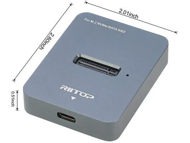 Alt view image 4 of 7 - M.2 SATA and NVMe SSD to USB C Docking Station, RIITOP M.2 SSD to USB-C Reader Adapter for Both M.2 (M Key) NVMe SSD and (B+M Key) SATA-Based SSD Enclosure