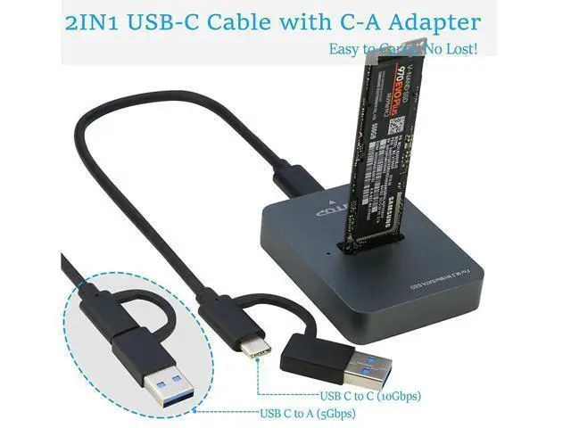 Alt view image 3 of 7 - M.2 SATA and NVMe SSD to USB C Docking Station, RIITOP M.2 SSD to USB-C Reader Adapter for Both M.2 (M Key) NVMe SSD and (B+M Key) SATA-Based SSD Enclosure
