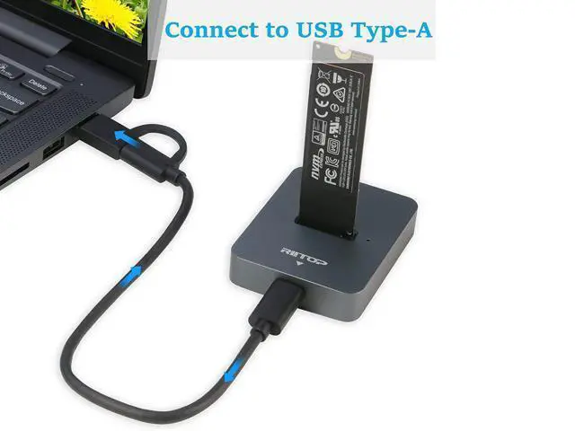Alt view image 6 of 7 - M.2 SATA and NVMe SSD to USB C Docking Station, RIITOP M.2 SSD to USB-C Reader Adapter for Both M.2 (M Key) NVMe SSD and (B+M Key) SATA-Based SSD Enclosure