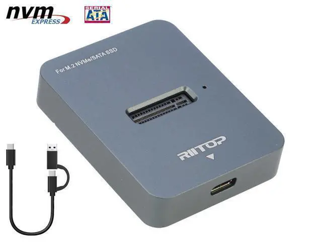 Alt view image 7 of 7 - M.2 SATA and NVMe SSD to USB C Docking Station, RIITOP M.2 SSD to USB-C Reader Adapter for Both M.2 (M Key) NVMe SSD and (B+M Key) SATA-Based SSD Enclosure