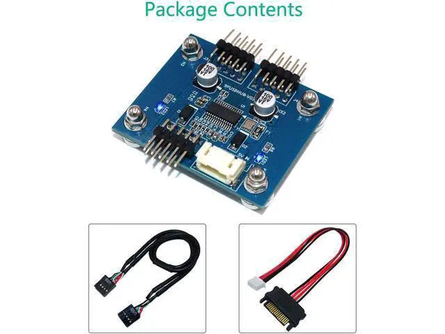 Alt view image 7 of 7 - USB 2.0 9pin Header 1 to 2 Extension Hub Splitter Adapter-Converter MB USB 2.0 Male to 2 Male-30CM 9-pin Cable (90 Degree+SATA Cable)