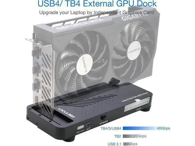 Alt view image 4 of 7 - External GPU Docking Station, 40Gpbs eGPU Enclosure USB4.0 Compatible with Thunderbolt 4/3 External GPU Dock for PCIe 4.0 X16 Graphics Card