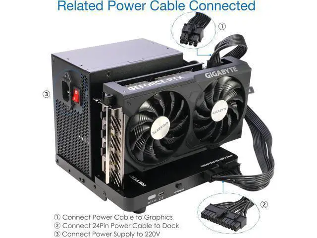 Alt view image 5 of 7 - External GPU Docking Station, 40Gpbs eGPU Enclosure USB4.0 Compatible with Thunderbolt 4/3 External GPU Dock for PCIe 4.0 X16 Graphics Card