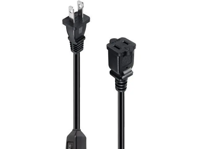 Alt view image 2 of 3 - Short 2 Prong Extension Cord, US AC 2-Prong Male to Female Power Cable 12A/125V,Nema 1-15P to 1-15R Outlet Extension Cable(Black with Switch)