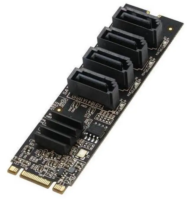 Main image of M.2 NVMe to 4 SATA Adapter Controller Card, Internal 4 Port Non-RAID SATA III 6GB/s M.2 NVMe Adapter Card for Desktop PC Support SSD and HDD Hard Disk Drive
