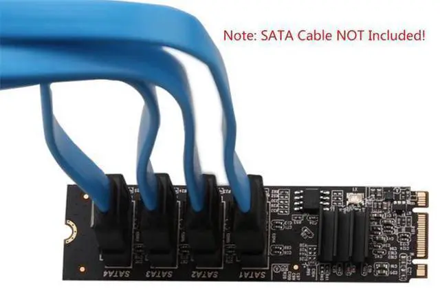Alt view image 2 of 5 - M.2 NVMe to 4 SATA Adapter Controller Card, Internal 4 Port Non-RAID SATA III 6GB/s M.2 NVMe Adapter Card for Desktop PC Support SSD and HDD Hard Disk Drive