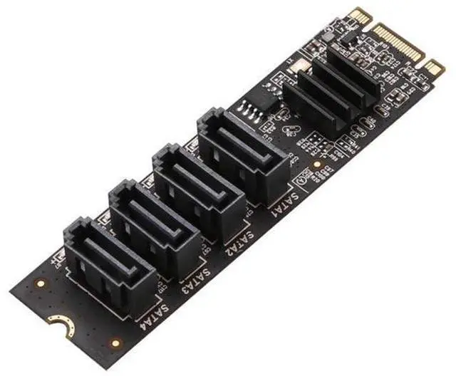 Alt view image 3 of 5 - M.2 NVMe to 4 SATA Adapter Controller Card, Internal 4 Port Non-RAID SATA III 6GB/s M.2 NVMe Adapter Card for Desktop PC Support SSD and HDD Hard Disk Drive