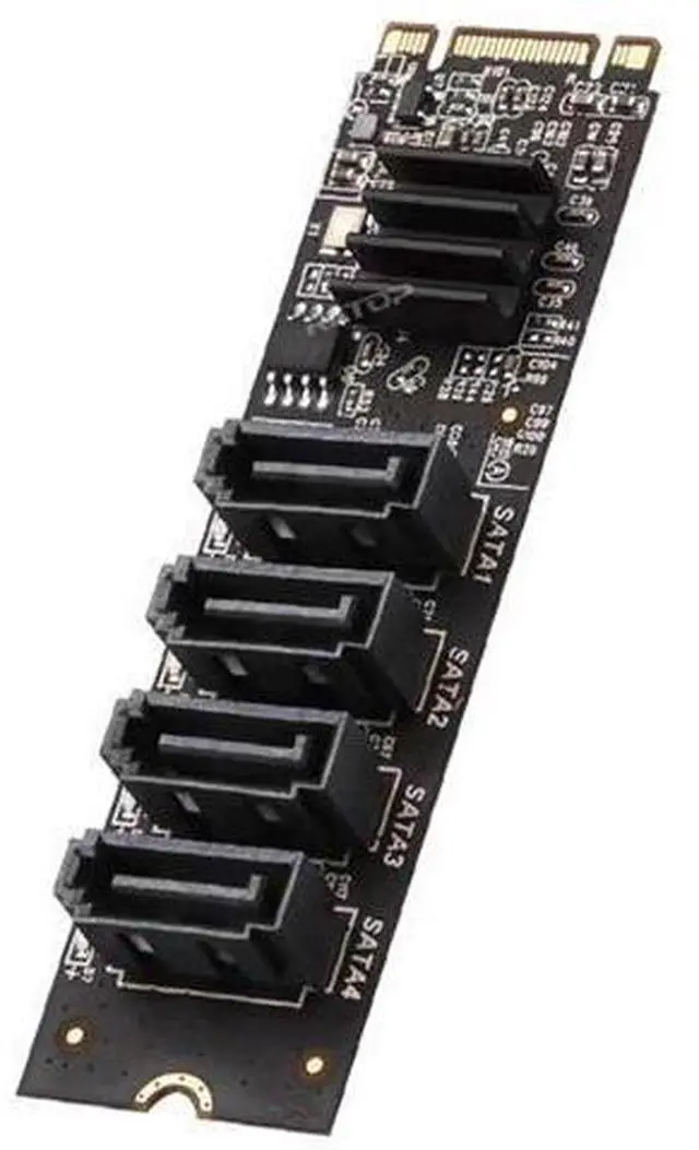 Alt view image 4 of 5 - M.2 NVMe to 4 SATA Adapter Controller Card, Internal 4 Port Non-RAID SATA III 6GB/s M.2 NVMe Adapter Card for Desktop PC Support SSD and HDD Hard Disk Drive