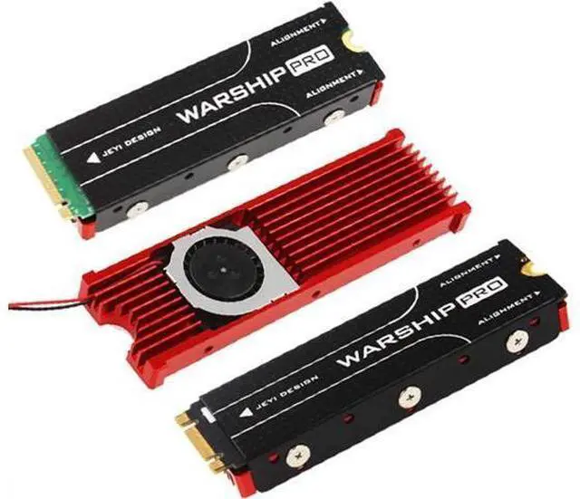 Main image of JEYI Cooling Warship Fan NVME NGFF M.2 Heatsink 2280 ssd Metal Sheet Thermal Conductivity Silicon Wafer Cooling Fan Heatsink (Red)