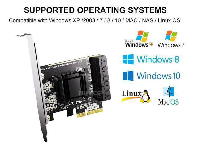 Alt view image 5 of 7 - SATA Card 6 Port, 6Gbps SATA iii Controller PCI-e Express 4x Expansion Card ASM1166 Chipset, Support 6*SATA 3.0 Devices
