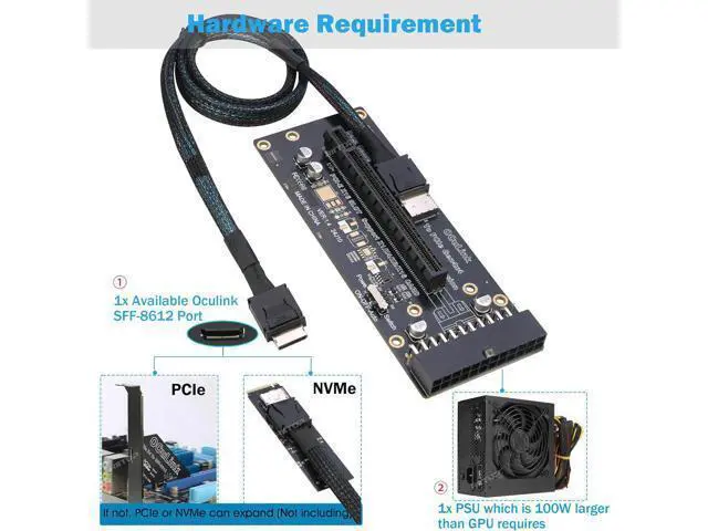 Alt view image 4 of 4 - Oculink eGPU Adapter, OCuLink SFF-8612 to PCIe x16 Card with Cable for eGPU