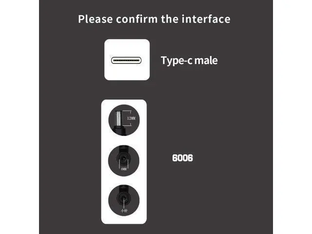Alt view image 3 of 3 - New Laptops Portable Type-C DC Power Charger Cable 1.5M 65W USB C Male to DC Male PD Fast Charging Connector Adapter Notebook PC (DC6.0x3.7MM)