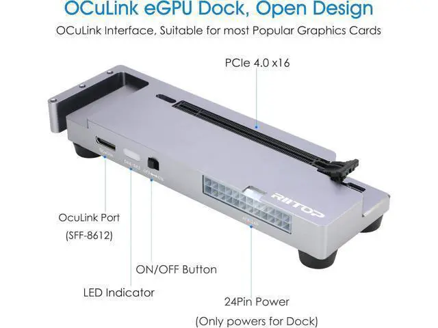 Alt view image 3 of 6 - PCIE Oculink Adapter Card, RIITOP PCI-e Express 16x to Quad OCuLink SFF-8612 SFF-8611 Internal VROC Raid0 Adapter for U.2 SSD eGPU External Graphics Card Dock