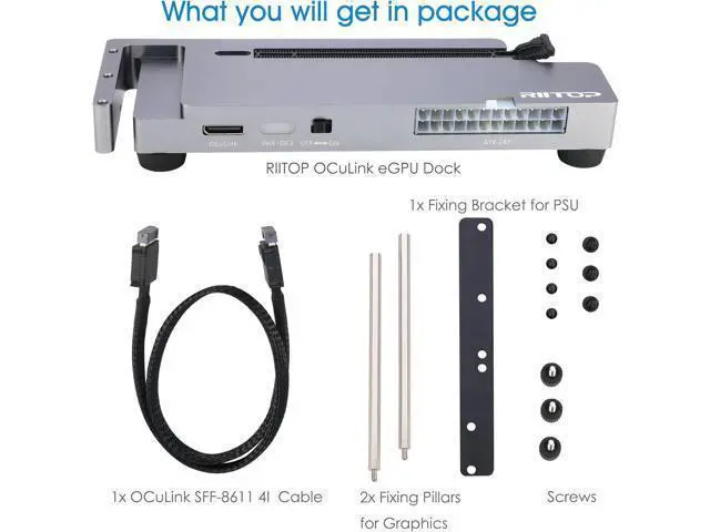 Alt view image 6 of 6 - PCIE Oculink Adapter Card, RIITOP PCI-e Express 16x to Quad OCuLink SFF-8612 SFF-8611 Internal VROC Raid0 Adapter for U.2 SSD eGPU External Graphics Card Dock