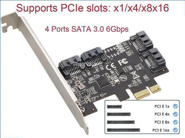 Alt view image 4 of 7 - PCIe SATA Card 4 Port with 4 SATA 6G Cables and Low Profile Bracket, 6Gbps SATA3.0 Controller PCI-e Express Expansion Card, PCIe x1 or above, Support 4 SATA 3.0 Devices
