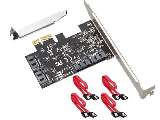 Alt view image 7 of 7 - PCIe SATA Card 4 Port with 4 SATA 6G Cables and Low Profile Bracket, 6Gbps SATA3.0 Controller PCI-e Express Expansion Card, PCIe x1 or above, Support 4 SATA 3.0 Devices