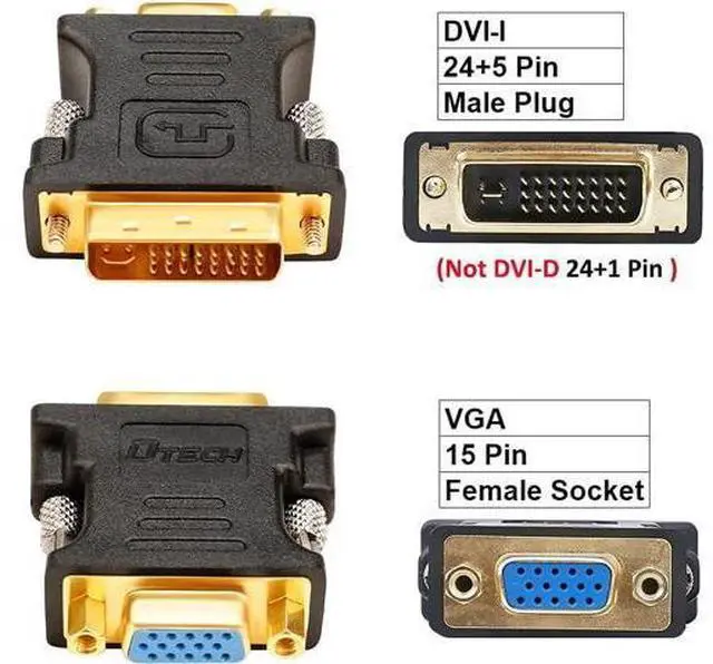 Alt view image 7 of 7 - DVI to VGA Adapter DVI Male to VGA Female Adapter DVI-I Converter 24+5 Port for Computer Monitor TV Old Video Card (Digital to Analog Directional Connection)