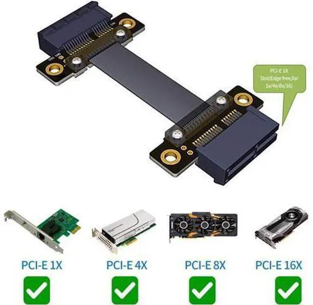 Alt view image 2 of 7 - PCI-e 36PIN 1X Extension Cable Gen3 8Gbps PCI Express 3.0 Card Adapter Cable for 1U/2U Chassis 20CM (Female to Female)