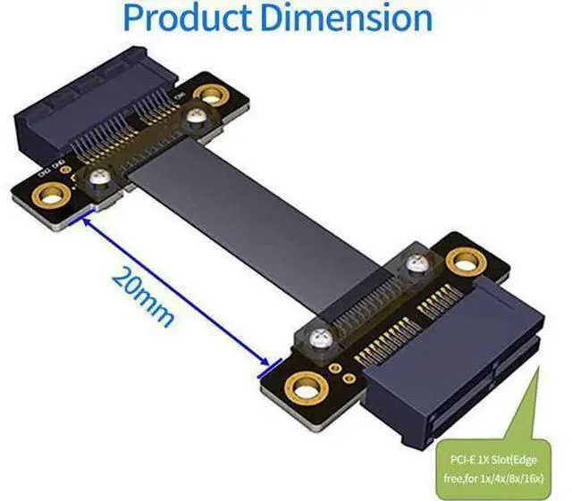 Alt view image 3 of 7 - PCI-e 36PIN 1X Extension Cable Gen3 8Gbps PCI Express 3.0 Card Adapter Cable for 1U/2U Chassis 20CM (Female to Female)
