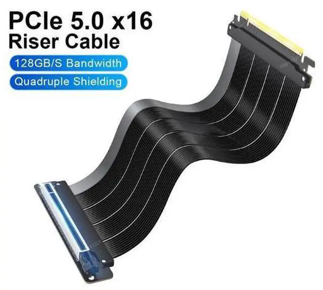 Main image of PCIE 5.0 x16 Riser Cable 200mm 128GB/s Vertical Graphic Card/GPU Mount Flexible Right Angle, Usable with PCIe 4.0 & RX 9070/ RTX5090,RTX 4090/5070/5080/5090RX 9070XT/7900XT, 20cm (Total Length: 25cm)