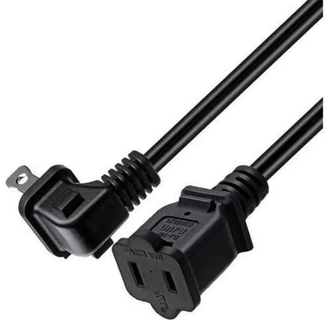 Alt view image 2 of 4 - 1FT(0.32M) 2 Prong US AC Polarized Power Extension Cable Cord NEMA 1-15P to 1-15R UL Listed SPT2 18AWG USA Outlet Saver Power Extension Cord (90 Degree Angle)