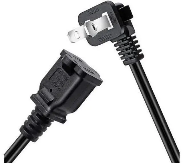 Alt view image 3 of 4 - 1FT(0.32M) 2 Prong US AC Polarized Power Extension Cable Cord NEMA 1-15P to 1-15R UL Listed SPT2 18AWG USA Outlet Saver Power Extension Cord (90 Degree Angle)