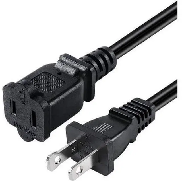 Alt view image 2 of 4 - 1FT(0.32M) 2 Prong US AC Polarized Power Extension Cable Cord NEMA 1-15P to 1-15R UL Listed SPT2 18AWG USA Outlet Saver Power Extension Cord (180 Degree Angle)