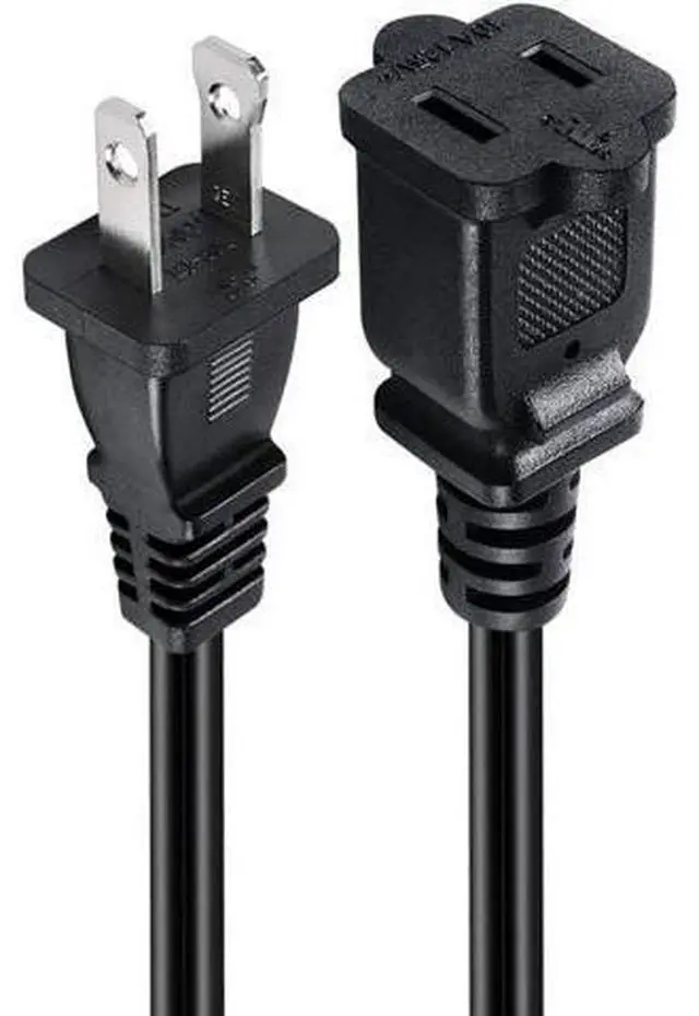 Alt view image 4 of 4 - 1FT(0.32M) 2 Prong US AC Polarized Power Extension Cable Cord NEMA 1-15P to 1-15R UL Listed SPT2 18AWG USA Outlet Saver Power Extension Cord (180 Degree Angle)
