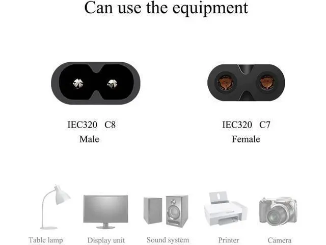 Alt view image 2 of 6 - Figure 8 Power Cord 0.75mm 2 Pin Universal Replacement AC Power Cable for Camera Battery Chargers TV Computer Monitor Projector Printer etc (1M C7 to C8)