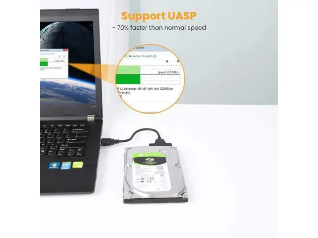 Alt view image 4 of 7 - USB 3.0 to SATA Adapter, SATA to USB 3.0 Cable, Compatible 2.5" SATA III HDD Hard Disk Driver, 0.5FT, Black