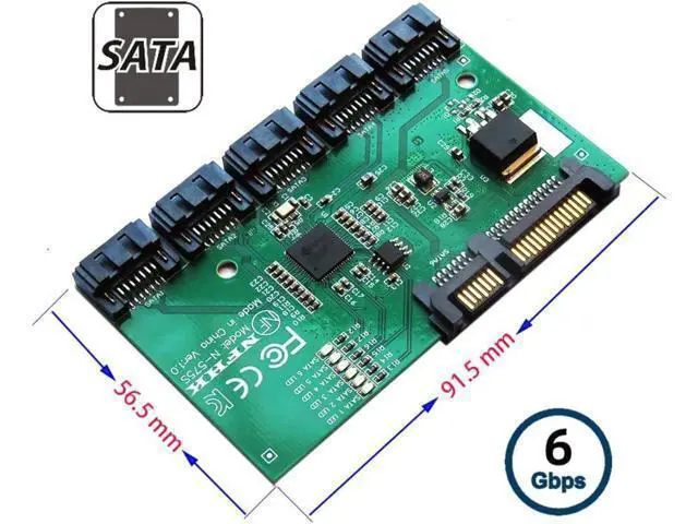 Alt view image 4 of 6 - SATA 3.0 Splitter Ports Adapter,SATA 1 to 5 SATA 3.0 HUB Converter Adapter PM Multiplier Port Selector JMB575