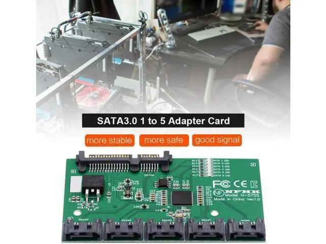 Alt view image 5 of 6 - SATA 3.0 Splitter Ports Adapter,SATA 1 to 5 SATA 3.0 HUB Converter Adapter PM Multiplier Port Selector JMB575