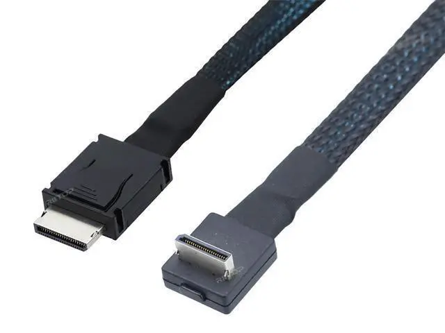Alt view image 4 of 6 - Oculink Cable PCIe 4.0 SFF-8611 4i Male to Male Cable for Oculink eGPU onexGPU Mini PC SSD, 1.6 feet (50 cm) - Right Angle