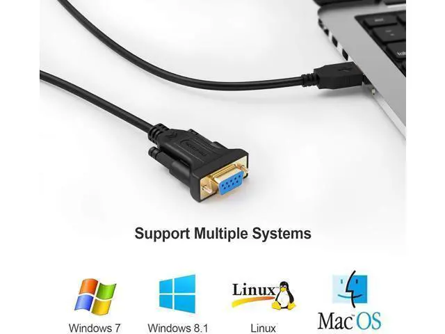 Alt view image 5 of 7 - USB to RS232 Adapter with PL2303 Chipset, 6.6ft USB 2.0 Male to RS232 Female DB9 Serial Converter Cable for Cashier Register, Modem, Scanner, Digital Cameras, CNC,Black