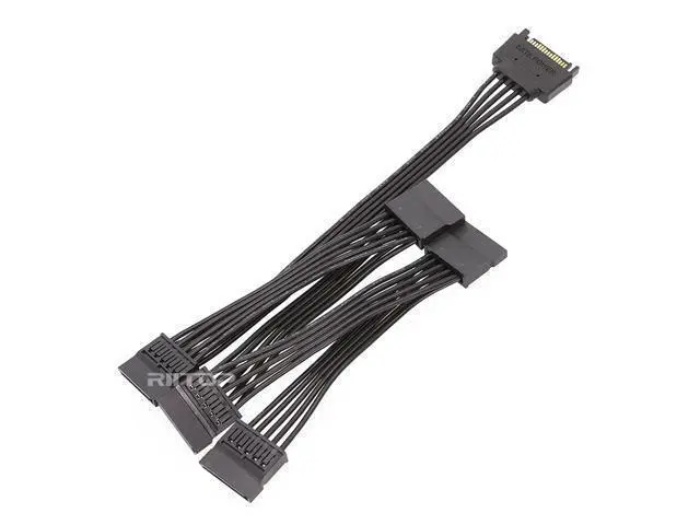 Alt view image 5 of 7 - SATA Power Cable Splitter Adpater 600mm (2Pack), RIITOP 5x 15pin Serial ATA Power Cable Splitter 1 to 5, Black