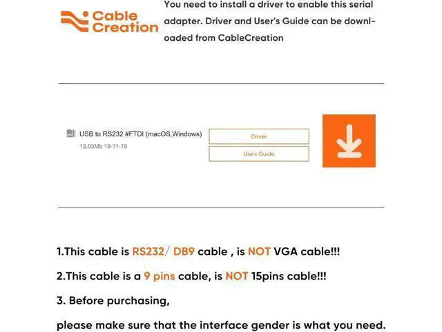 Alt view image 7 of 7 - USB to RS232 Adapter with FTDI Chipset, USB to RS232 Male DB9 Serial Converter for Cashier Register, Modem, Scanner, Industrial Machinery, CNC, Black