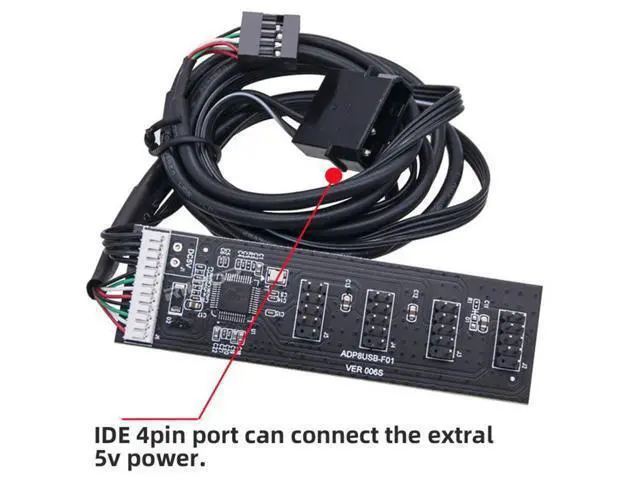 Alt view image 7 of 7 - USB 2.0 9pin 10pin Header 1 to 4 Female Splitter Extension Cable HUB with IDE 5V Power Connector Adapter Port Multilier
