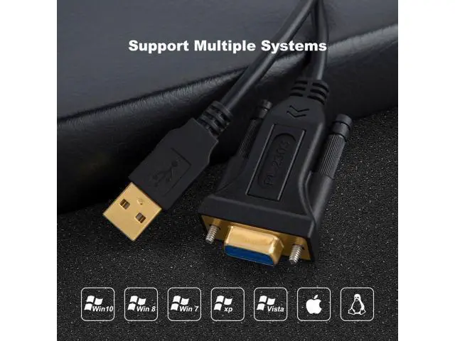 Alt view image 6 of 7 - USB to RS232 Adapter with PL2303 Chipset, 6.6ft USB 2.0 Male to RS232 Female DB9 Serial Converter Cable for Cashier Register, Modem, Scanner, Digital Cameras, CNC,Black