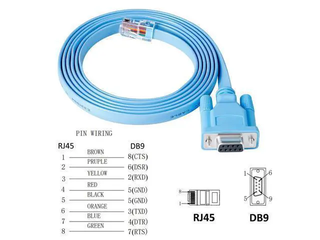 Alt view image 2 of 7 - DB9 to RJ45 Console Cable Device Management Serial Adapter 72-3383-01 CAB-CONSOLE-RJ45 (6 Feet, Blue)