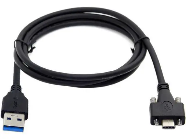 Alt view image 4 of 4 - USB Panel Mount Cable USB C to USB Data Cable USB 3.1 Type-C Dual Screw Locking to Standard USB3.0 Data Cable
