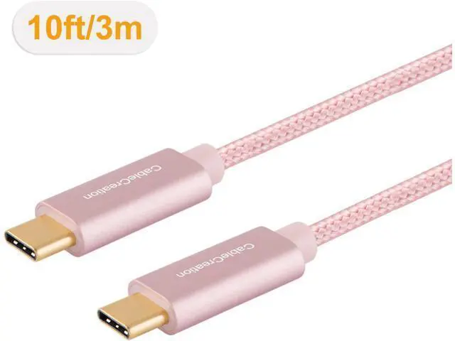 Alt view image 2 of 6 - USB C Cable 10FT 60W USB C to USB C Fast Charging Cable USB Type-C to C Cable Braided 3A 60W 480Mbps Data for MacBook Pro Air iPad Air Pro S21/S20+/S20 Pixel 4/5 etc. 3m Rose Gold