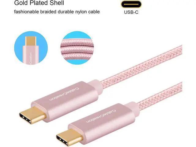 Alt view image 4 of 6 - USB C Cable 10FT 60W USB C to USB C Fast Charging Cable USB Type-C to C Cable Braided 3A 60W 480Mbps Data for MacBook Pro Air iPad Air Pro S21/S20+/S20 Pixel 4/5 etc. 3m Rose Gold