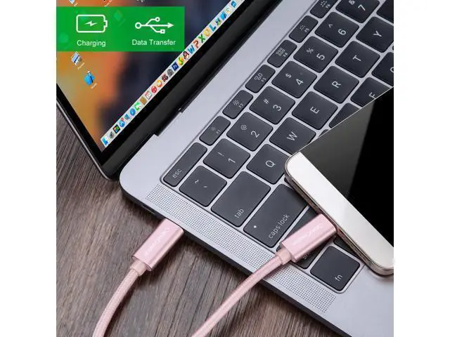 Alt view image 5 of 6 - USB C Cable 10FT 60W USB C to USB C Fast Charging Cable USB Type-C to C Cable Braided 3A 60W 480Mbps Data for MacBook Pro Air iPad Air Pro S21/S20+/S20 Pixel 4/5 etc. 3m Rose Gold